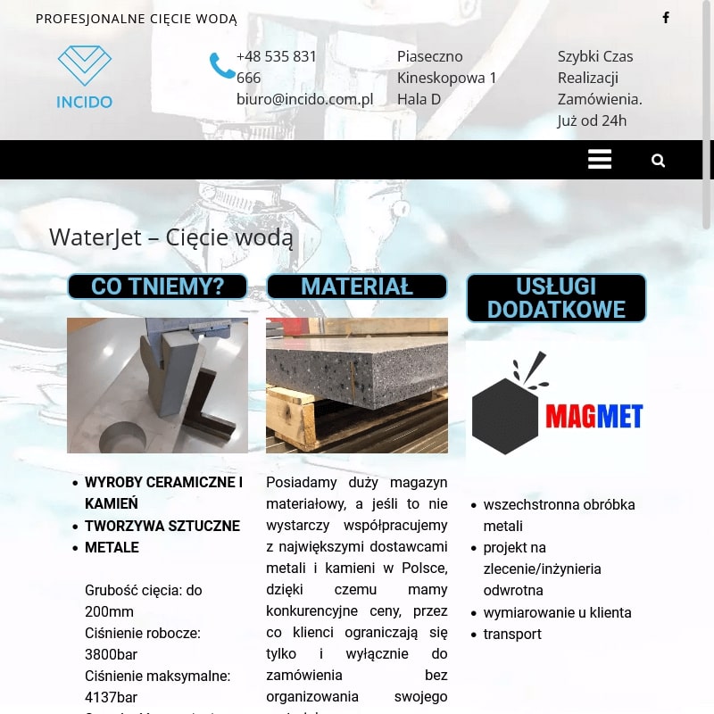 Cięcie waterjet