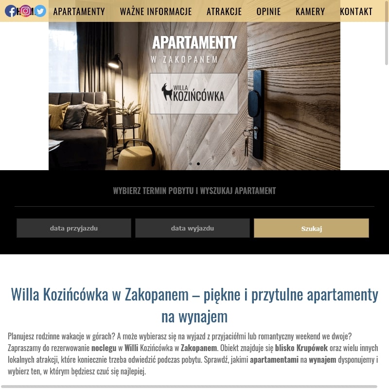 Apartamenty przy krupówkach